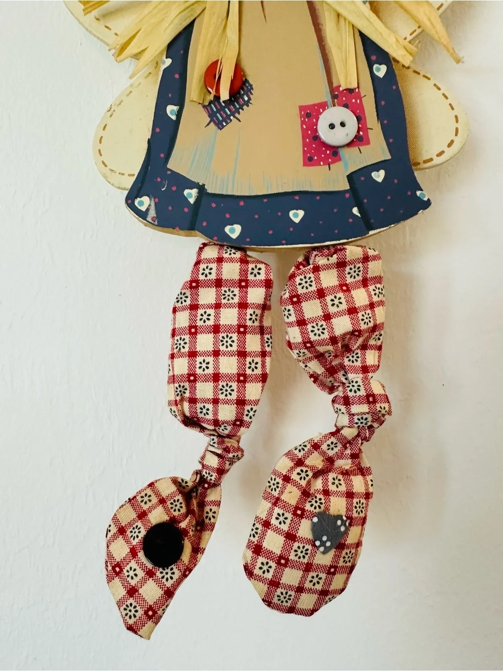 Vintage 90’s Folk Art Primitive Angel Collector Wall Hanging